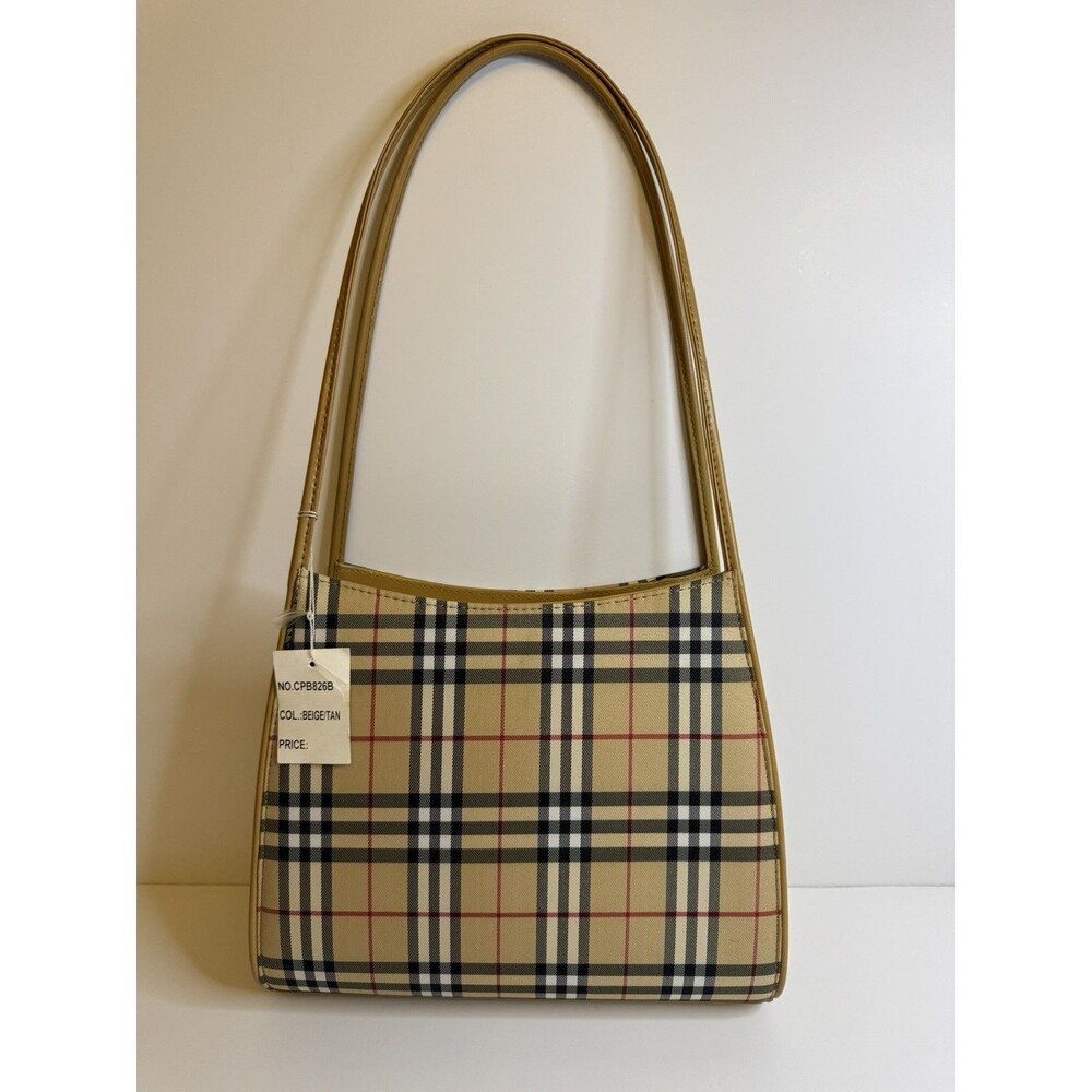 NWT Vintage Y2K Classy Chic Plaid Shoulder Bag in Beige Plaid